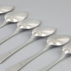 6-delige set dinerlepels "Haags lofje" zilver.