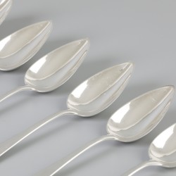 6-delige set dinerlepels "Haags lofje" zilver.