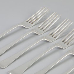6-delige set dinervorken "Haags lofje" zilver.