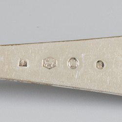 6-delige set dinervorken "Haags lofje" zilver.
