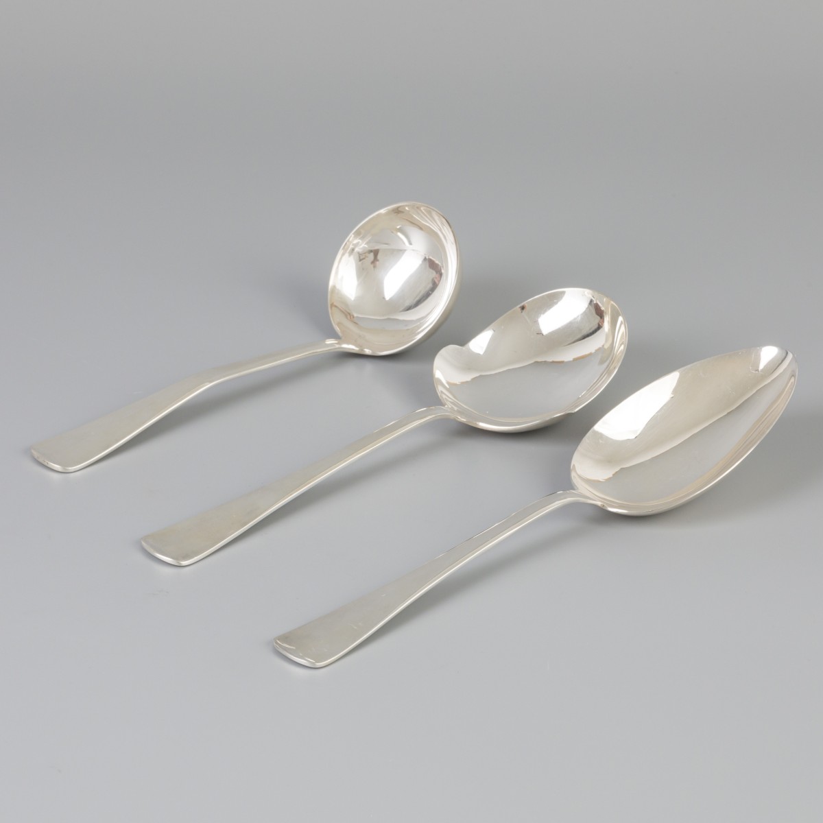3-delige set scheplepels "Haags Lofje" zilver.