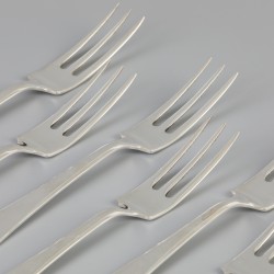 6-delige set vorken "Haags Lofje" zilver.