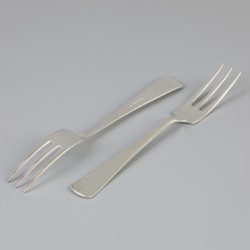 6-delige set vorken "Haags Lofje" zilver.