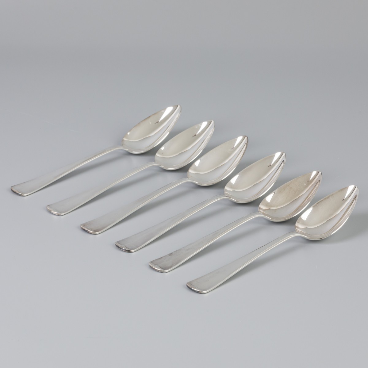 6-delige set lepels "Haags Lofje" zilver.