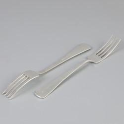6-delige set dinervorken "Haags Lofje" zilver.