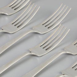 6-delige set dinervorken "Haags Lofje" zilver.