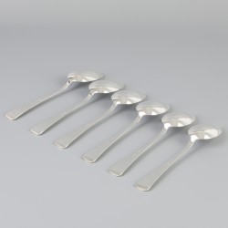 6-delige set dinerlepels "Haags Lofje" zilver.