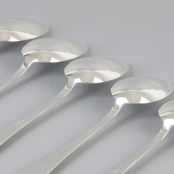 6-delige set dinerlepels "Haags Lofje" zilver.