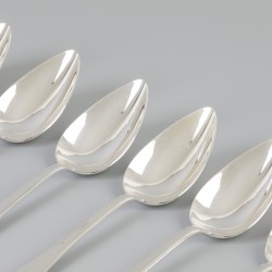 6-delige set dinerlepels "Haags Lofje" zilver.