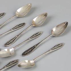 12-delige set koffielepels zilver.