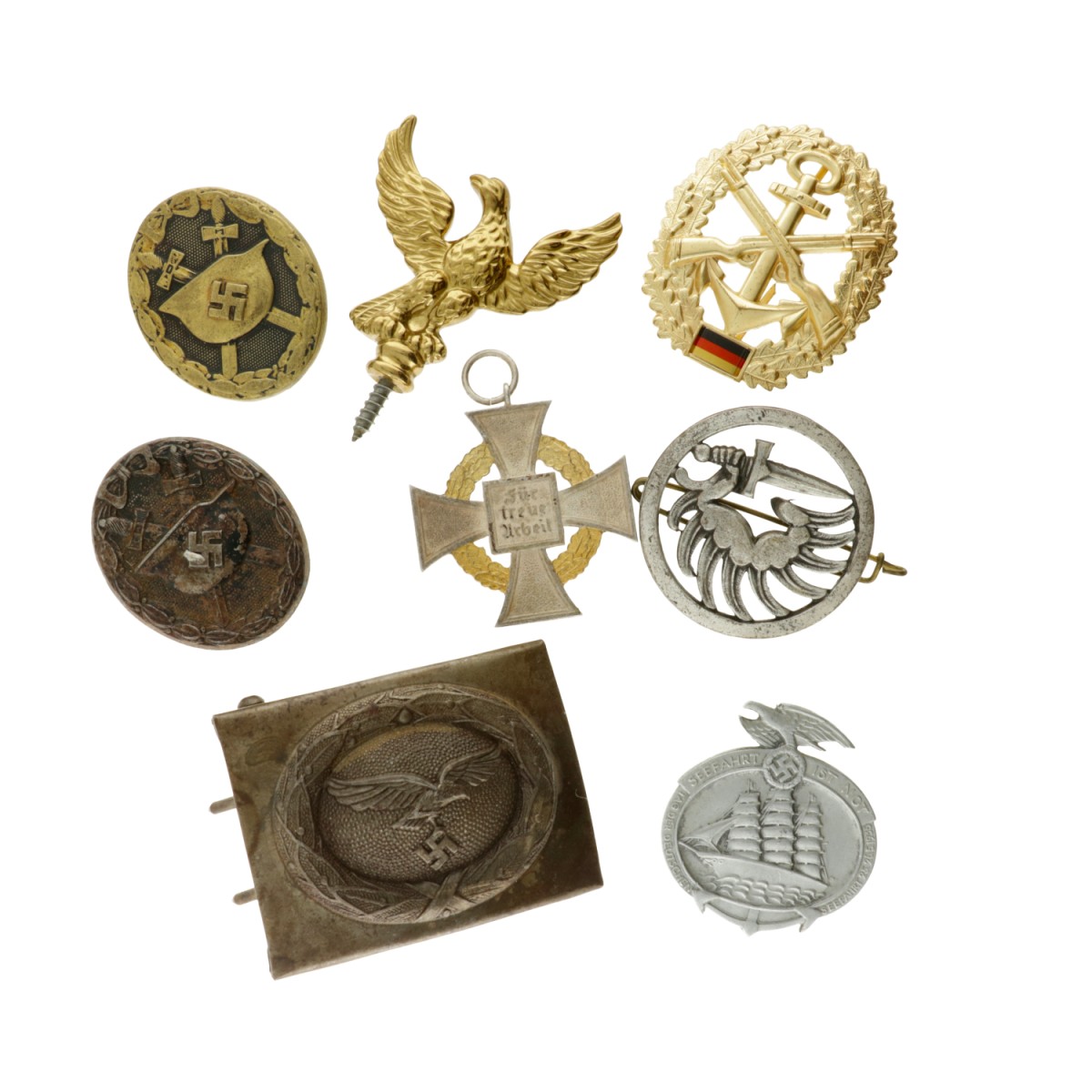 Germany. Third reich. Lot (8) Diverse badges, pins and other military tokens.