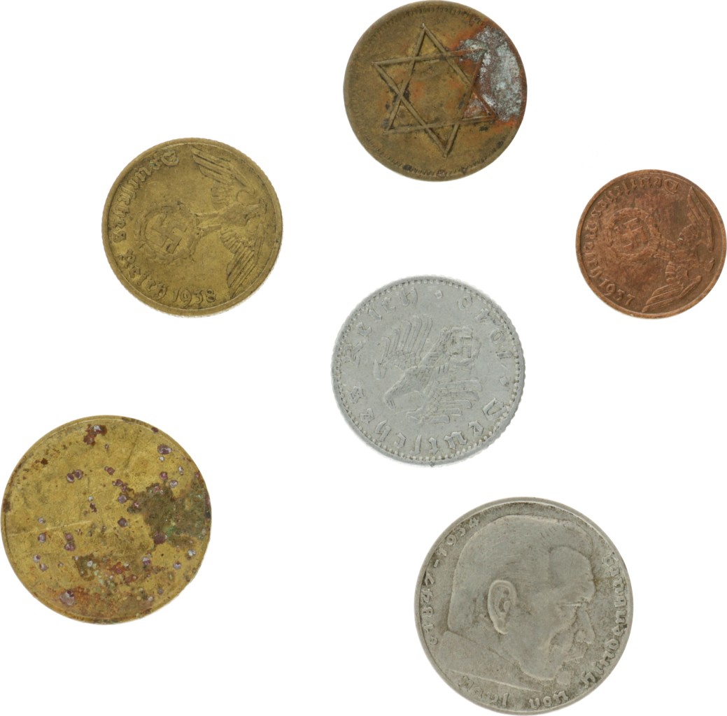 Europe. Lot (6) Mostly German coins. Around 1940s.