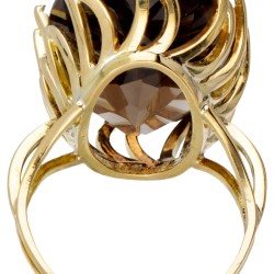 18 kt. Geelgouden vintage ring bezet met ca. 28.62 ct. rookkwarts.