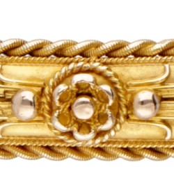 15 kt. Geelgouden Victoriaanse bangle armband in neo-etruskische stijl.