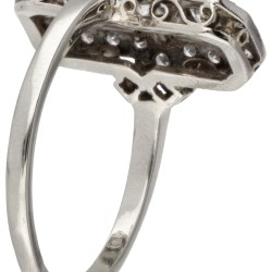 14 kt. Witgouden art deco prinsessenring bezet met ca. 0.73 ct. diamant.