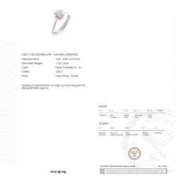 Pt 950 Platina solitair ring bezet met ca. 1.25 ct. diamant.