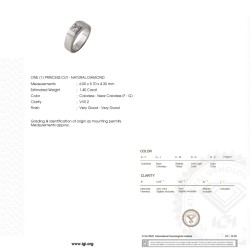 Pt 950 Platina solitair ring bezet met ca. 1.40 ct. princess geslepen diamant.