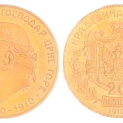 Montenegro. Nicholas I. 20 Perpera. 1910.