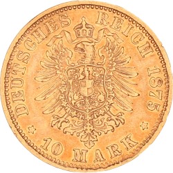 German states. Bavaria. Ludwig II. 10 Mark. 1875 D.