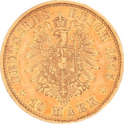 German states. Bavaria. Ludwig II. 10 Mark. 1875 D.