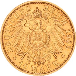 German states. Prussia. Wilhelm II. 10 Mark. 1905 A.