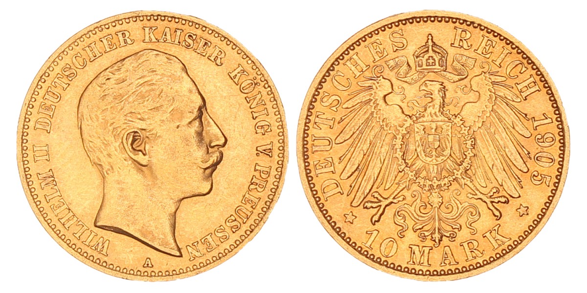 German states. Prussia. Wilhelm II. 10 Mark. 1905 A.