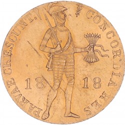 Gouden Dukaat Willem I 1818 U. Prachtig / FDC (Gepoetst).