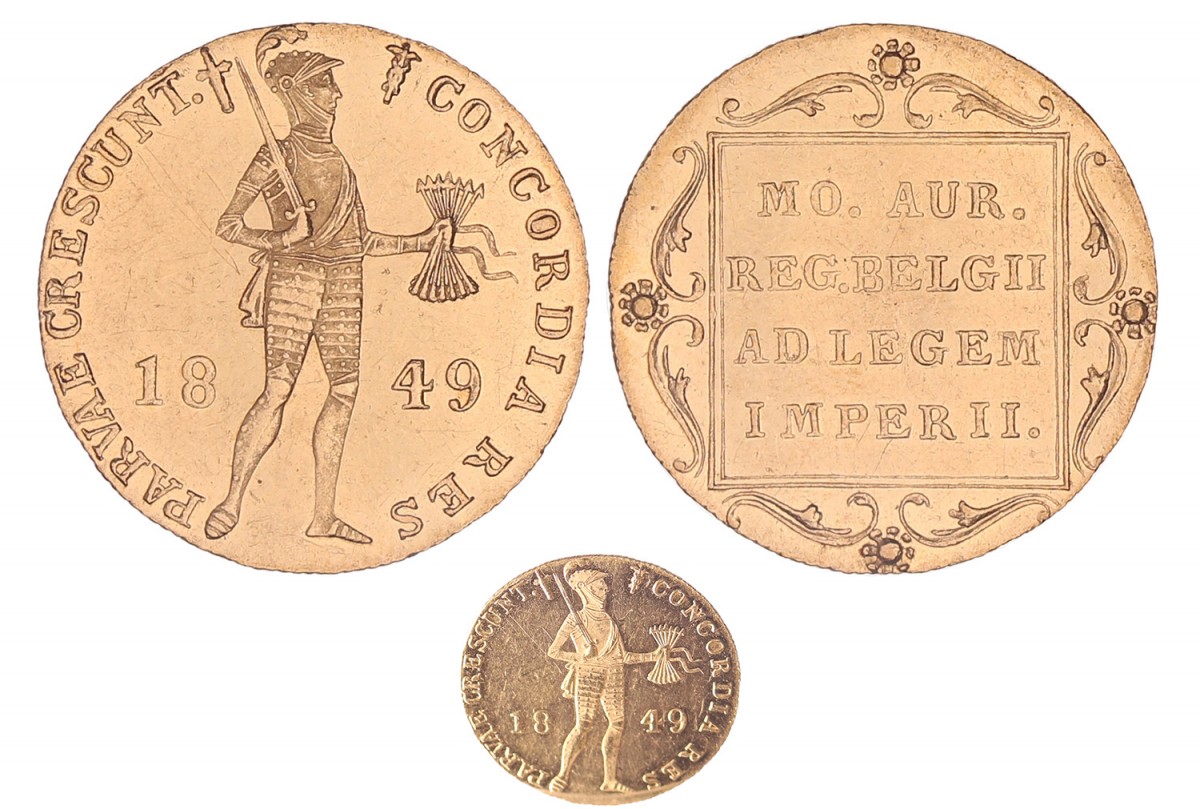 Gouden Dukaat Willem III 1849. Prachtig / FDC (Proof(like), plaat bekrast).