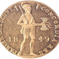 Gouden Dukaat Willem III 1849. Prachtig / FDC (Proof(like), plaat bekrast).