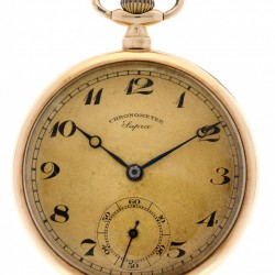 Chronometer Supra - Zakhorloge goud met ketting - ca. 1915.
