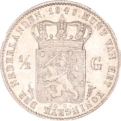 ½ Gulden. Willem II. 1848/4_. Zeer Fraai / Prachtig.