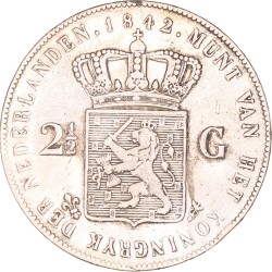 2½ Gulden. Willem II. 1842. Zeer Fraai +.