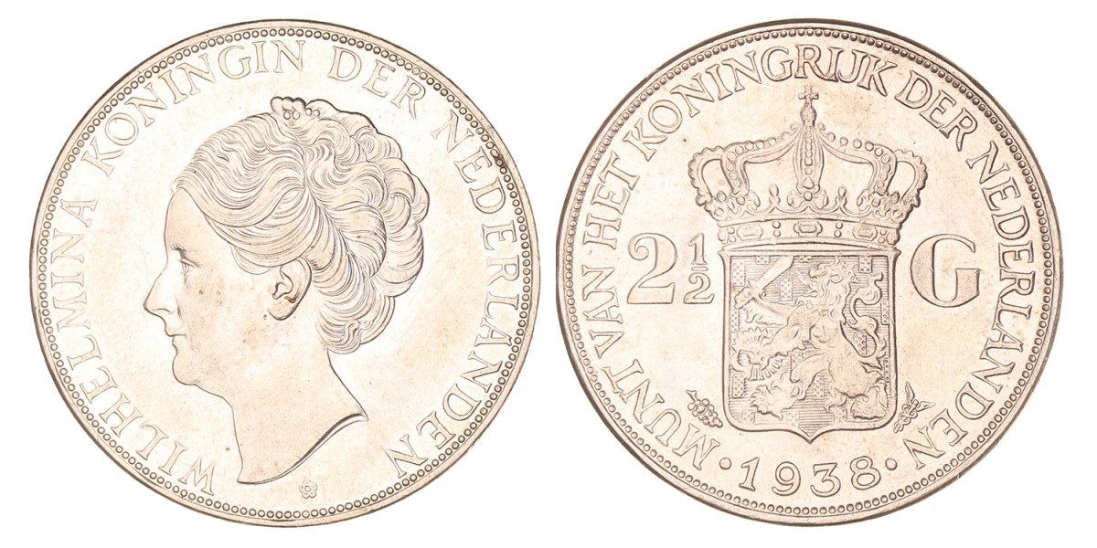 2½ gulden. 1938 Grofhaar. Prachtig -.