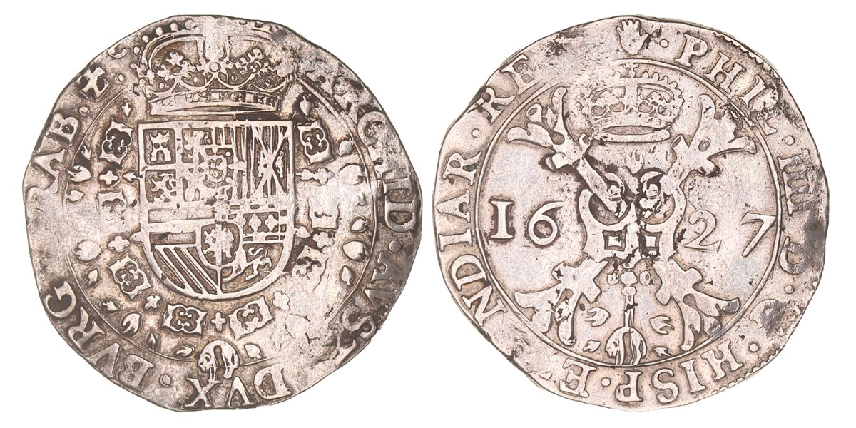 Patagon. Brabant. Antwerpen. Filips IV. 1627. Zeer Fraai -.