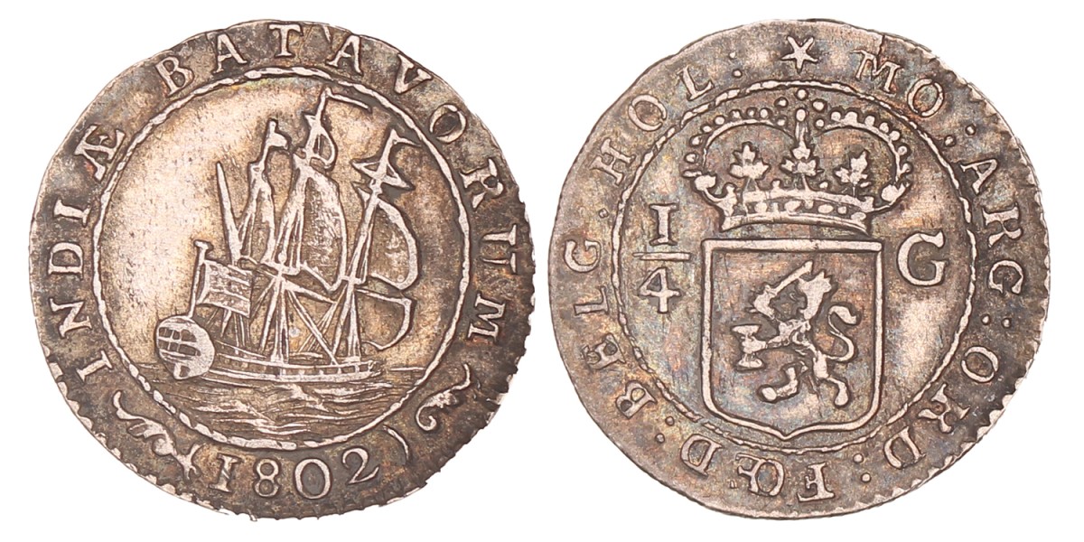 ¼ Gulden. 1802. Zeer Fraai.