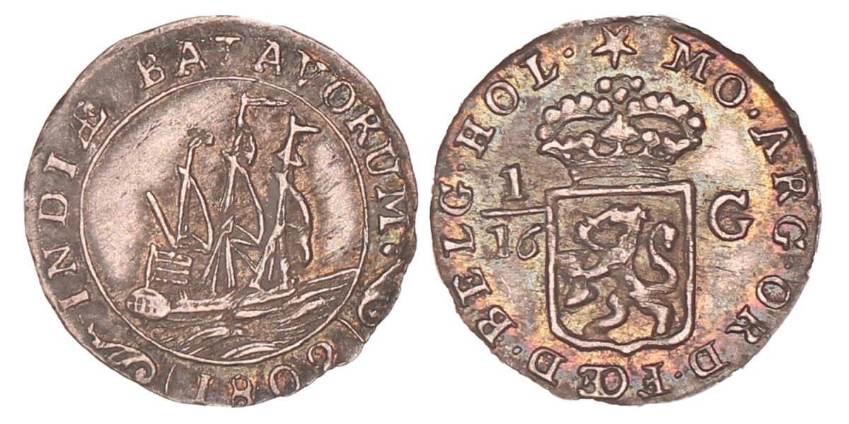 1/16 gulden. Eerste emissie. 1802. Zeer Fraai +.