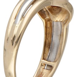 Set van twee 14 kt. bicolor gouden ringen bezet met ca. 1.92 ct. toermalijn.