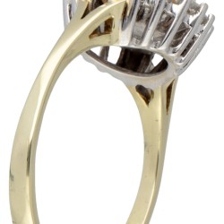 14 kt. Geelgouden rozet ring bezet met ca. 0.18 ct. diamant.