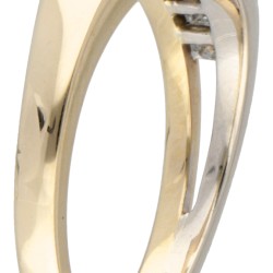 14 kt. Bicolor gouden ring bezet met ca. 0.41 ct. diamant.