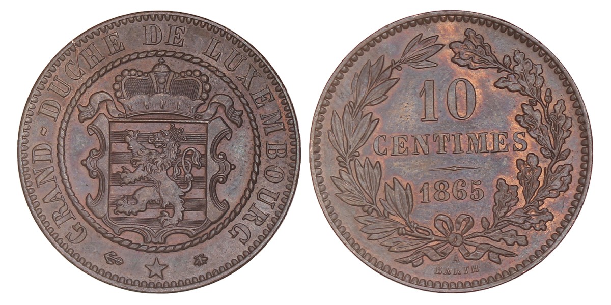 Luxembourg. Guillaume III. 10 Centimes. 1865.