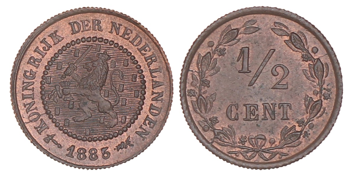 ½ Cent. Willem III. 1885. UNC -.