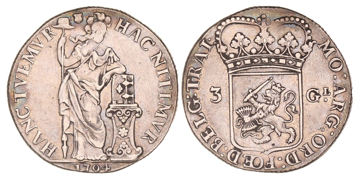 3 Gulden. Utrecht. 1794. Zeer Fraai.