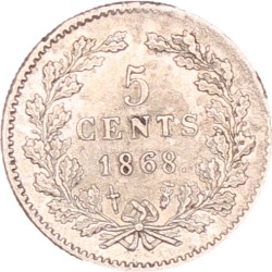 5 Cent. Willem III. 1868. Zeer Fraai / Prachtig.