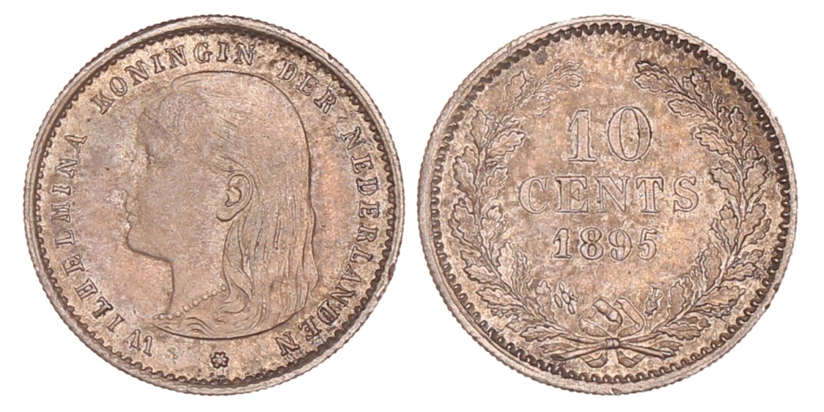 10 Cent. Wilhelmina. 1895. Prachtig +.