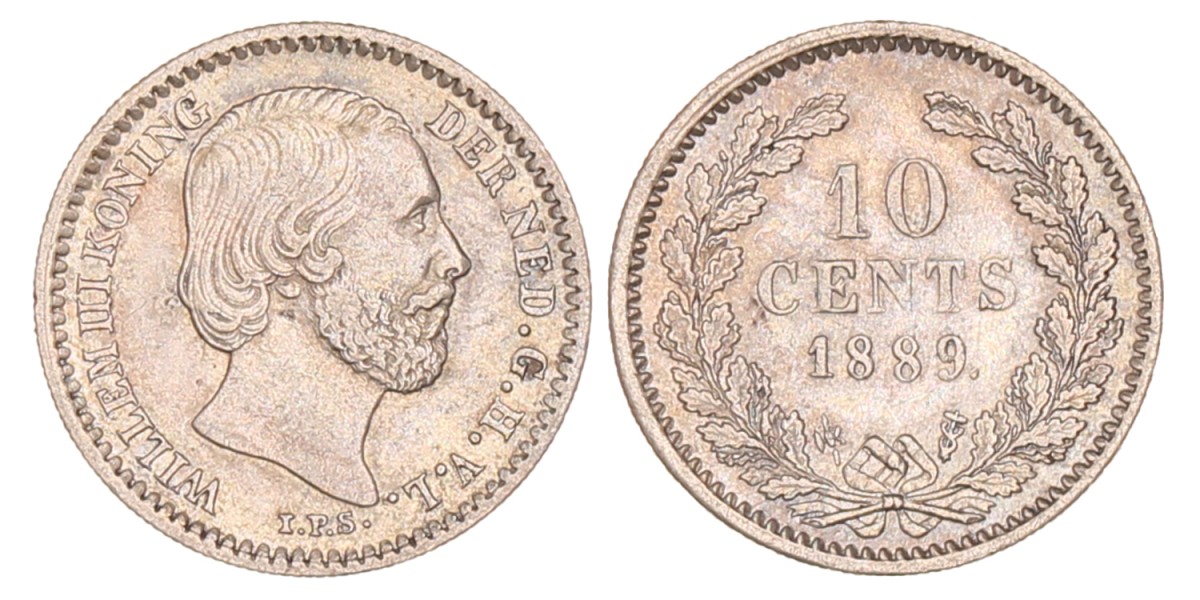 10 Cent. Willem III. 1889. Zeer Fraai / Prachtig.