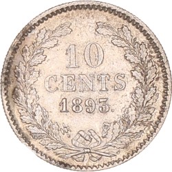 10 Cent. Wilhelmina. 1893. UNC -.