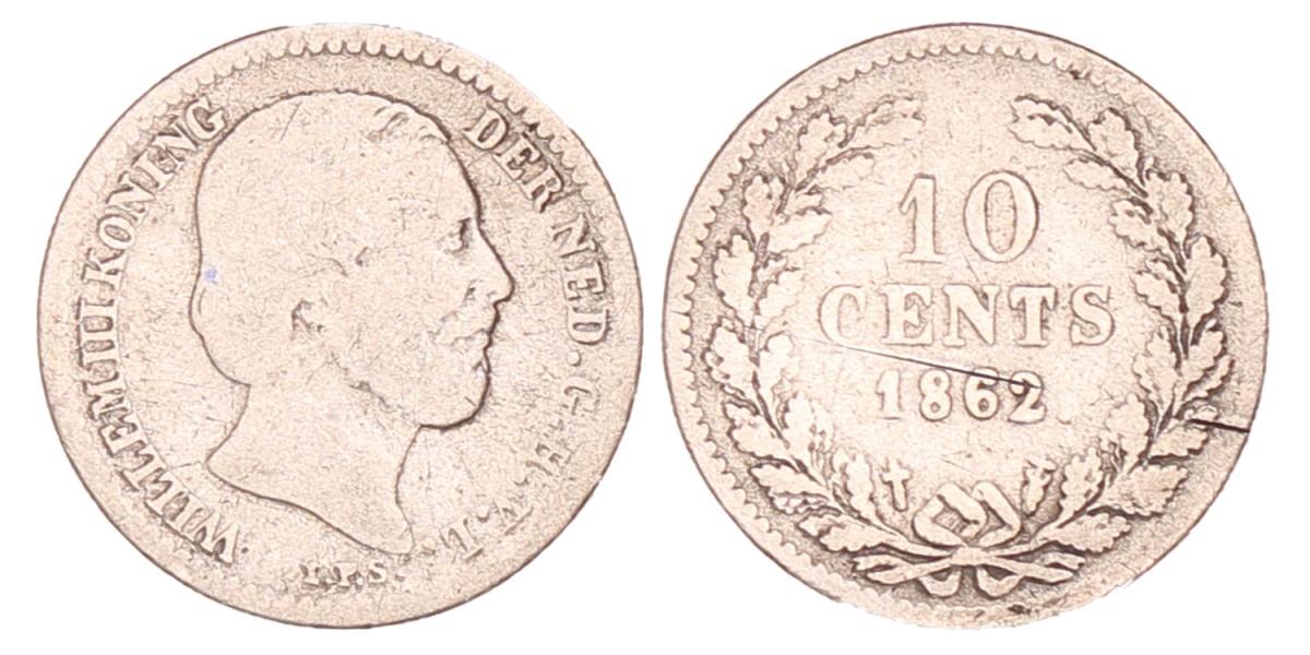 10 Cent. Willem III. 1862. Fraai.