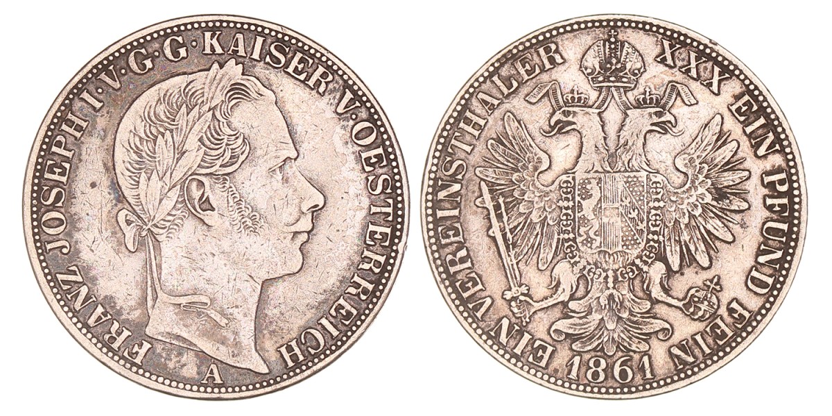 Austria. Empire. Franz Joseph I. Vereinsthaler. 1861.