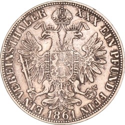 Austria. Empire. Franz Joseph I. Vereinsthaler. 1861.