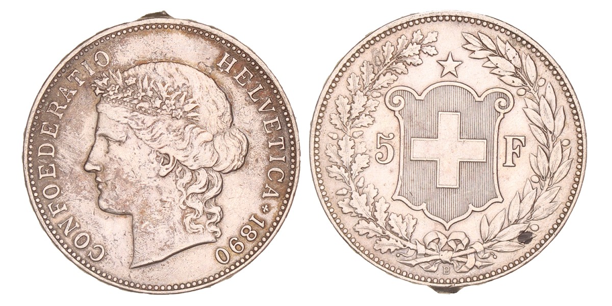 Switzerland. 5 Francs. 1890.